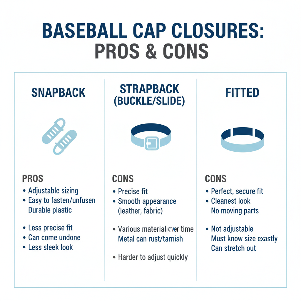 baseball cap closure comparison chart