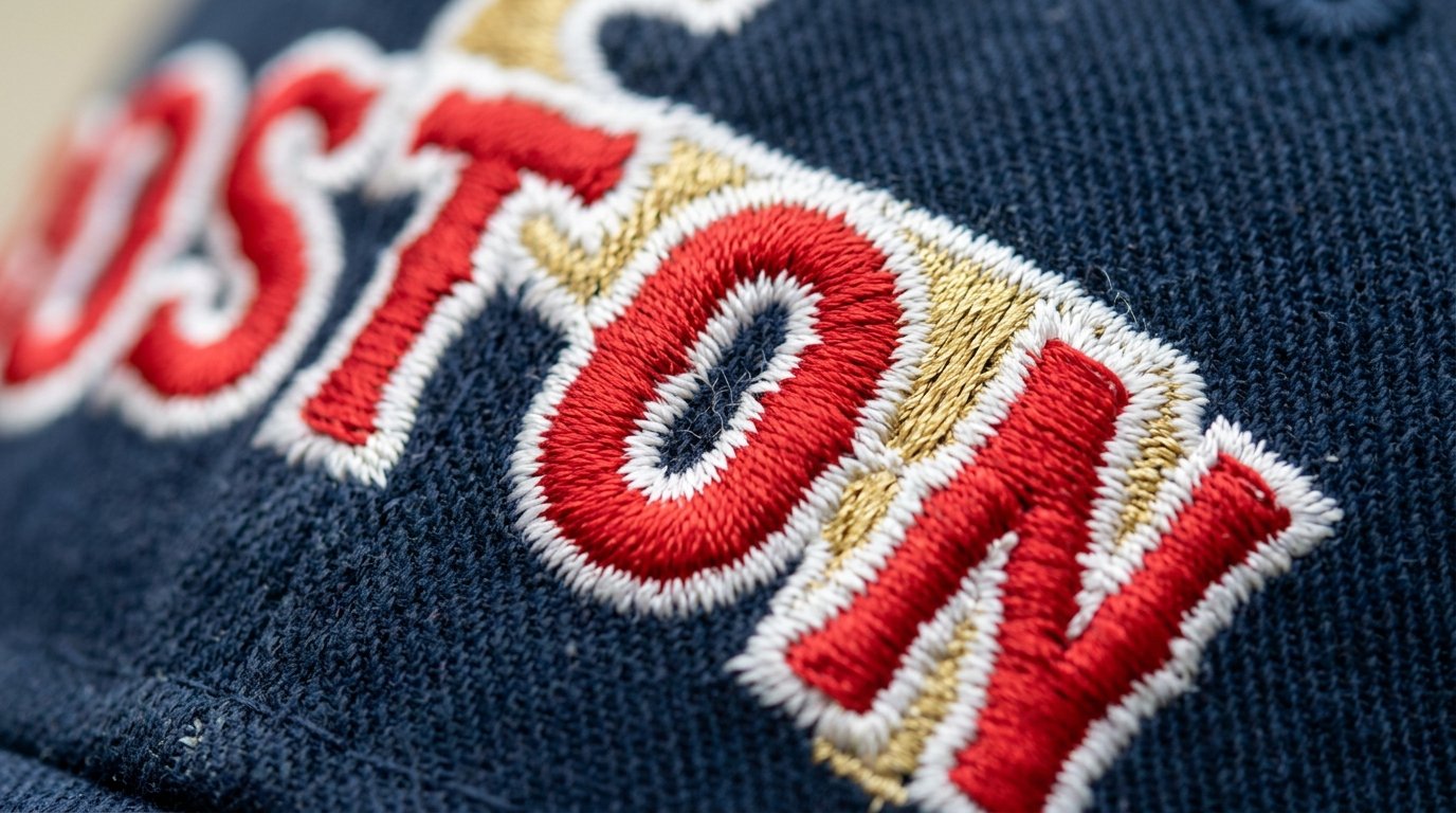 Extreme macro close-up of embroidery stitches showing thread density comparison