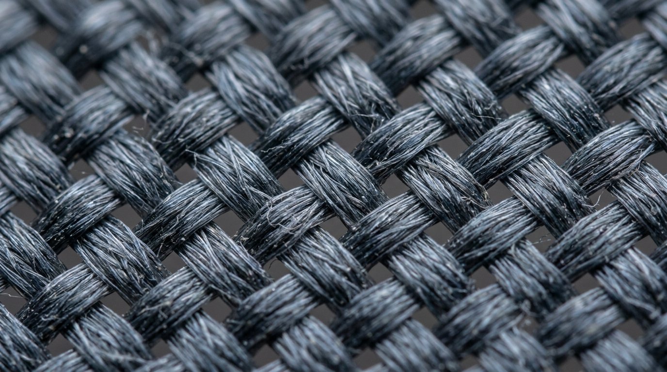 Close-up RPET fiber weave structure recycled polyester bucket hat fabric verification