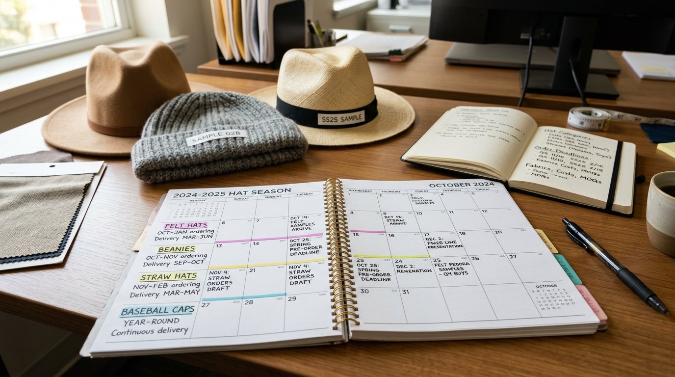 Wholesale hat ordering calendar seasonal production timeline