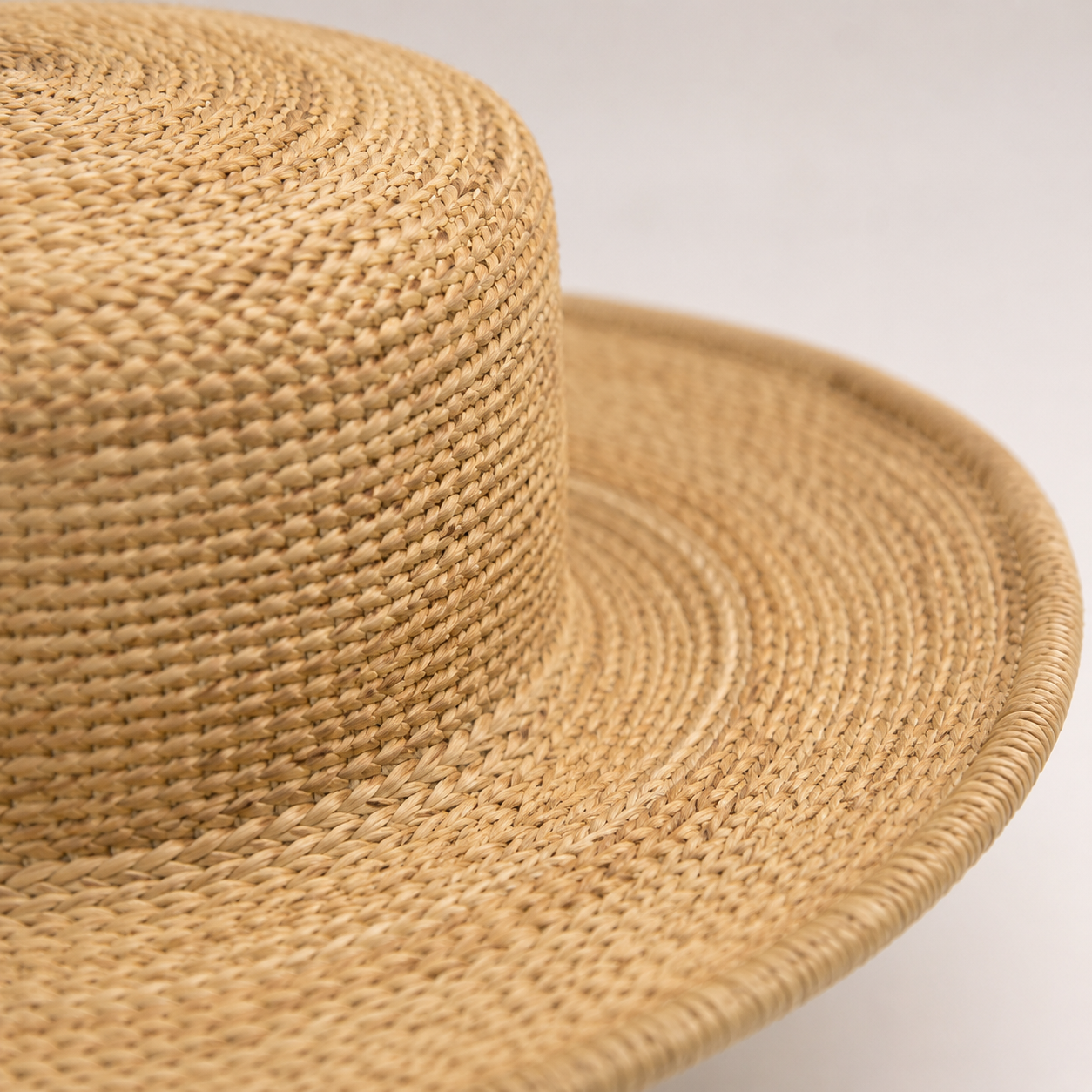 straw hat detail - weave density, brim edge finishing, and 