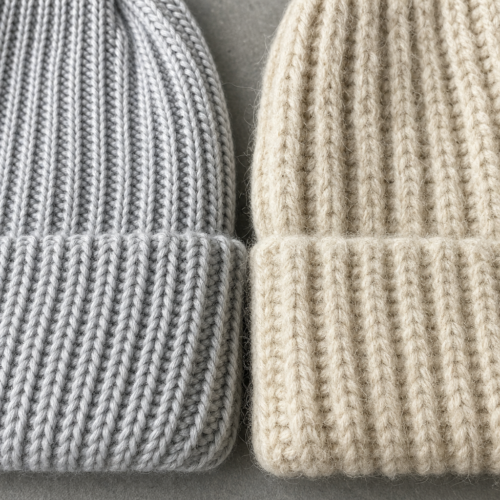 acrylic vs wool beanies for private label winter orders detail image
