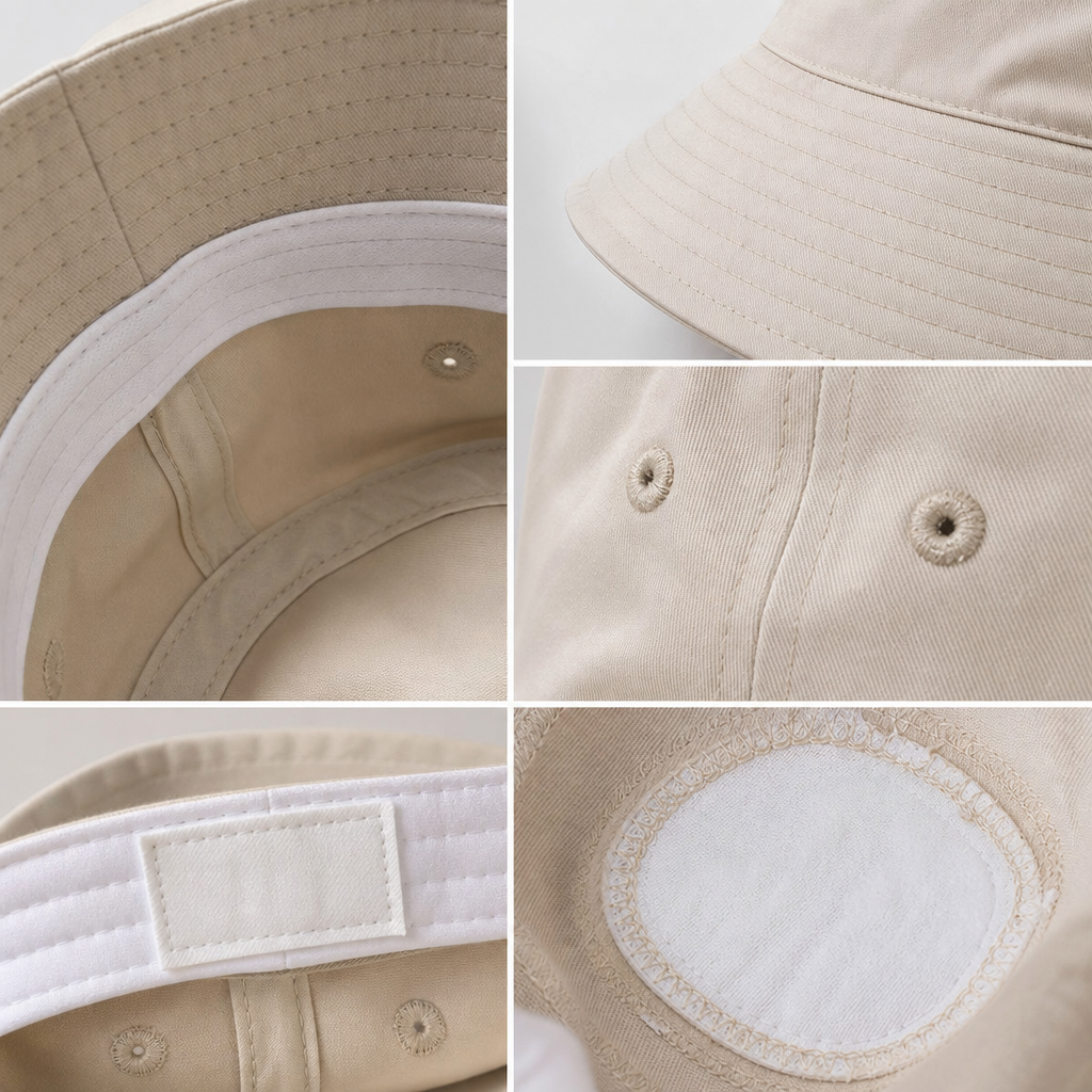 low MOQ custom bucket hats detail image showing Bucket Hat material and construction quality