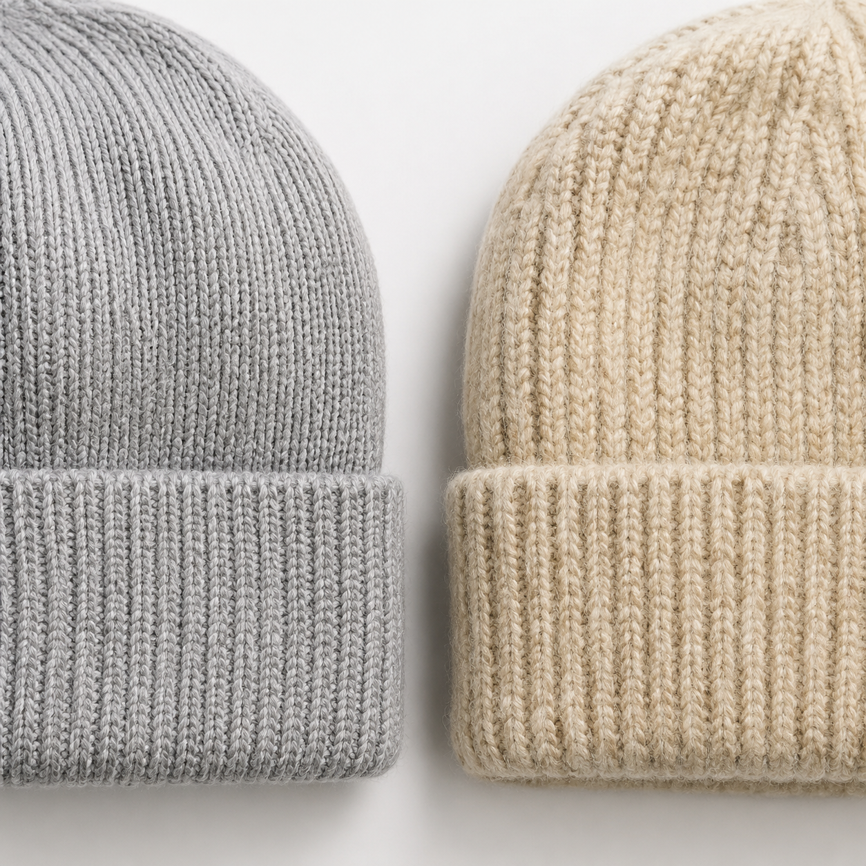 acrylic vs wool beanies detail image showing Knitted Beanie material and construction quality