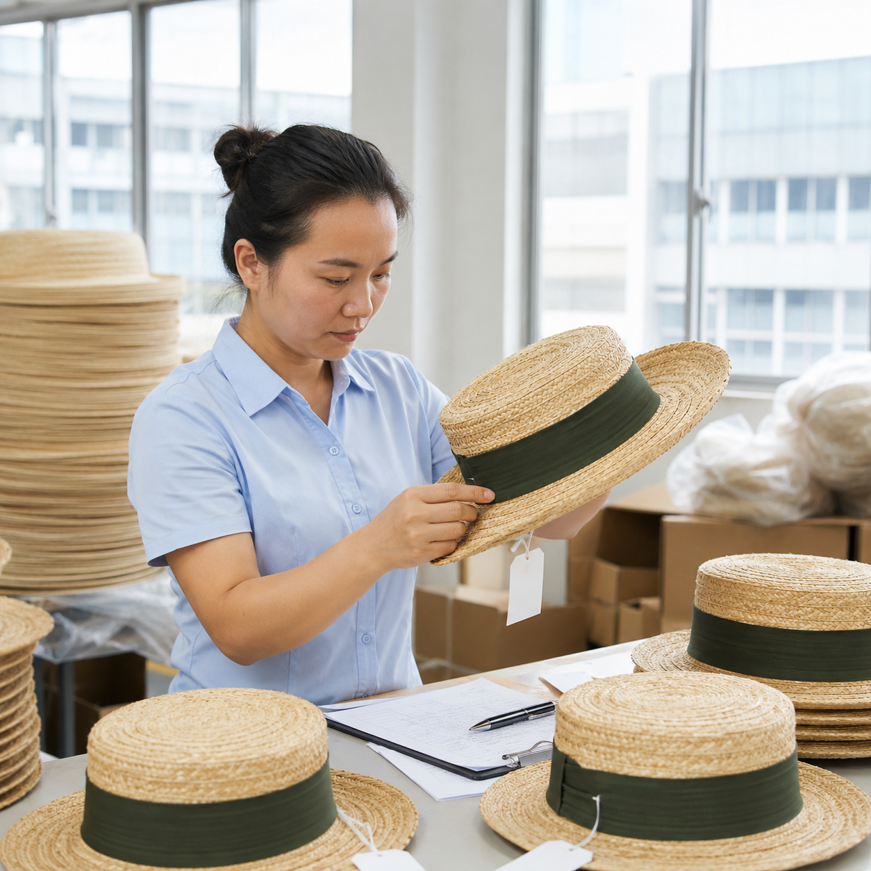 quality control inspection for wholesale straw hat color fastness