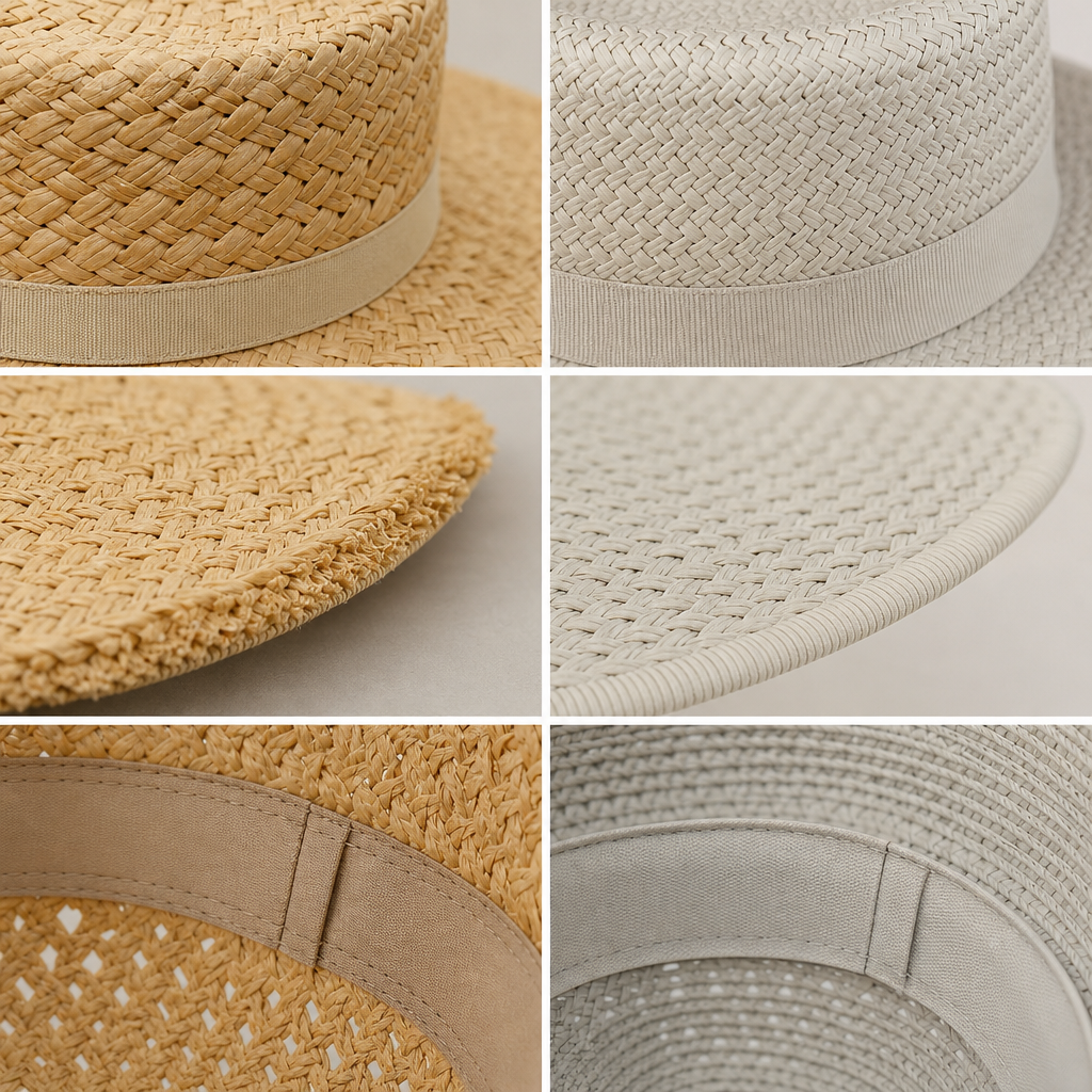 Natural straw vs paper straw hats for resort retailers detail image