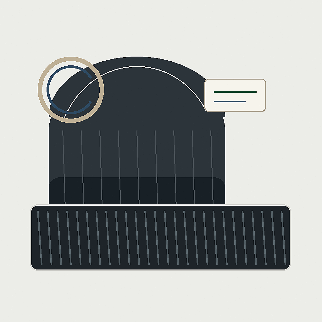 custom knitted beanie cuff embroidery and label inspection detail