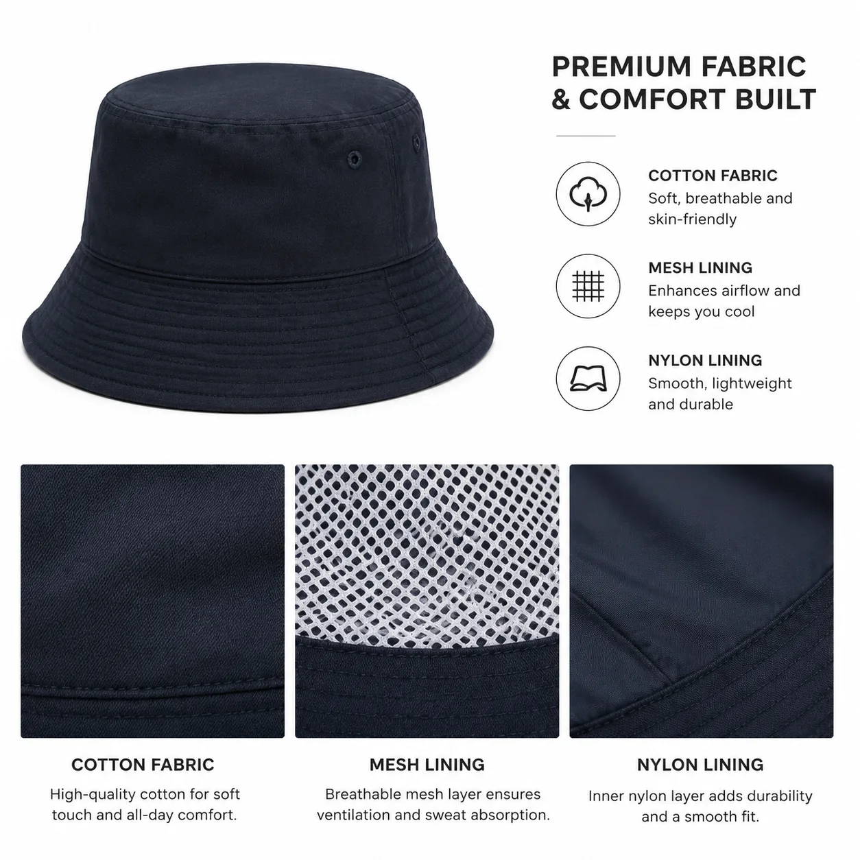 Comparación de materiales para el forro de los sombreros de pescador