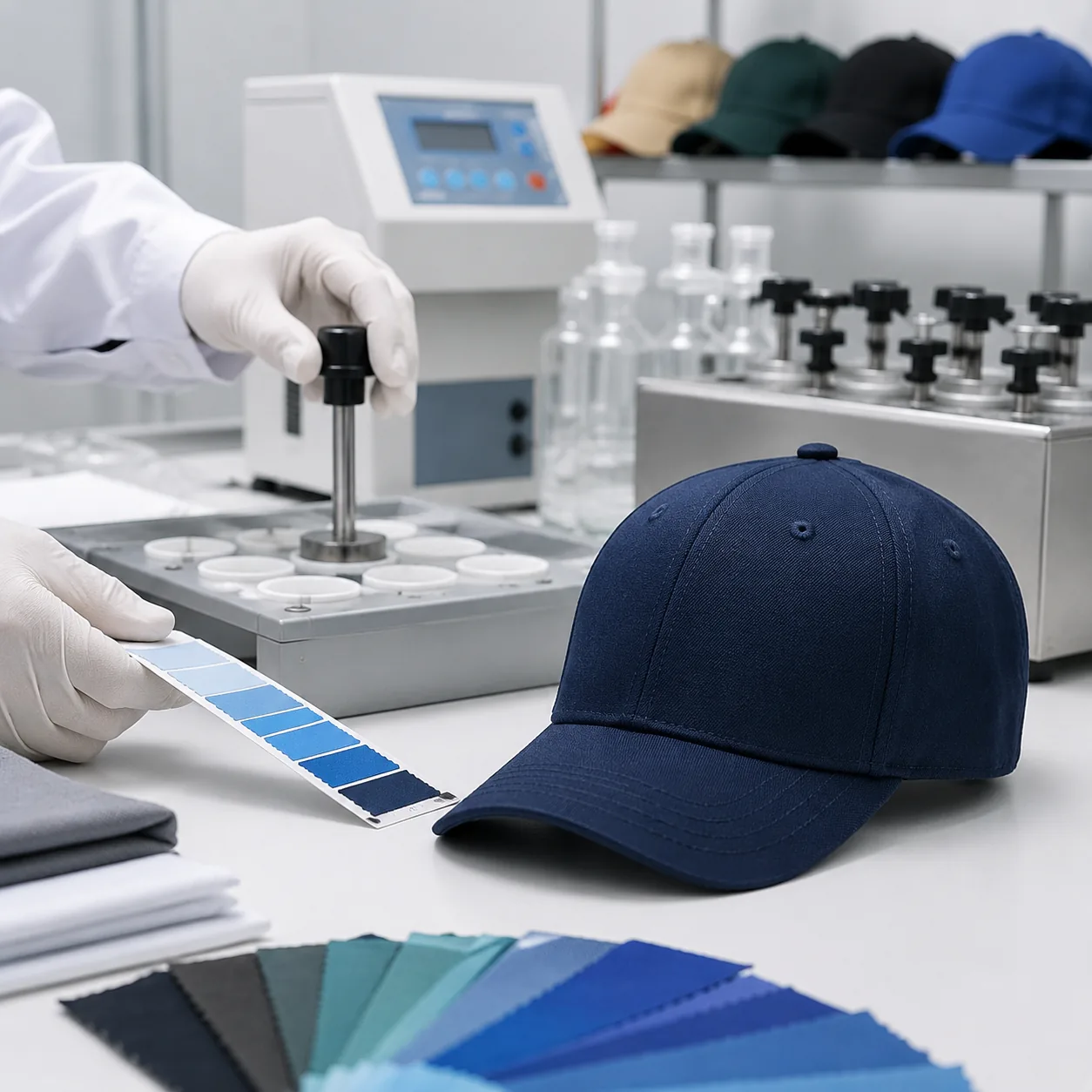 Pruebas de solidez del color de gorras de béisbol para compradores mayoristas