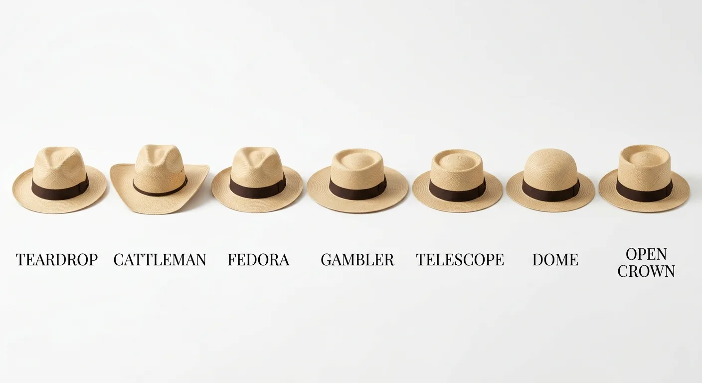 Straw hat crown shapes comparison for wholesale buyers - 7 styles