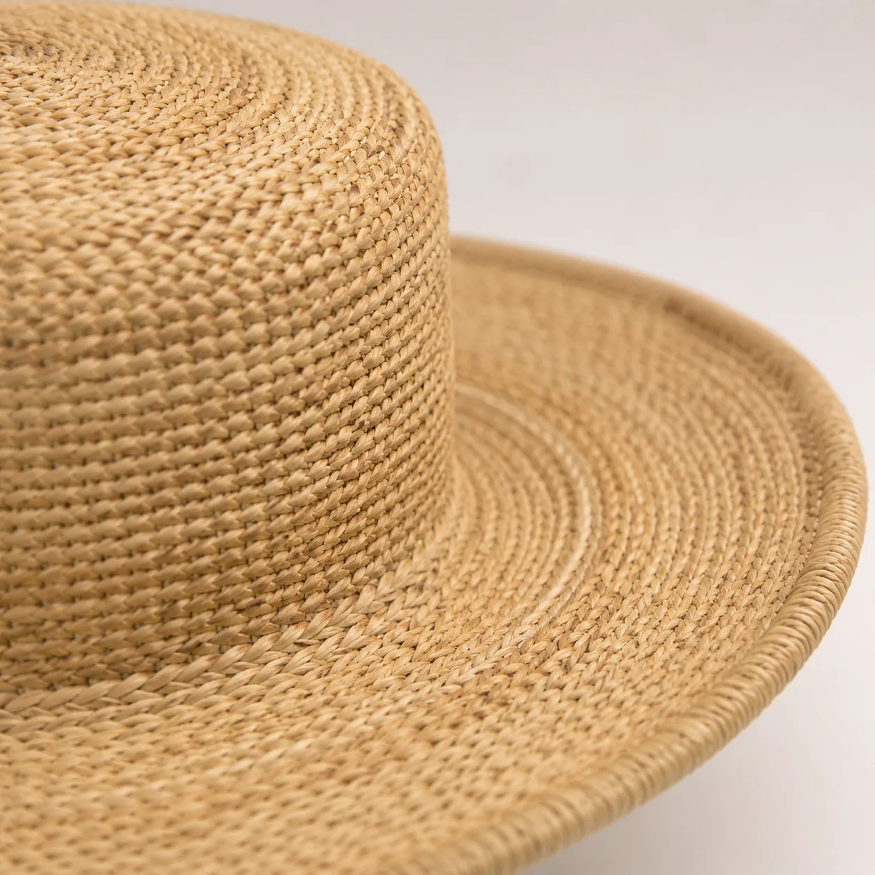 straw hat detail - weave density, brim edge finishing, and 