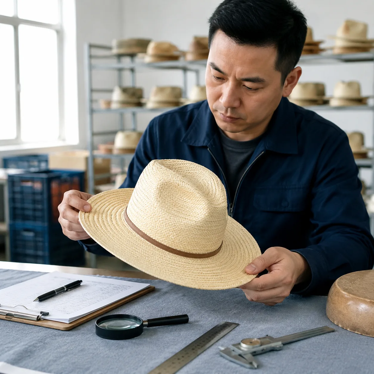 straw hat QC scenario - Straw Hat Manufacturing Process Guide: Weaving, Molding & Finishing Steps for Wholesale Buyers