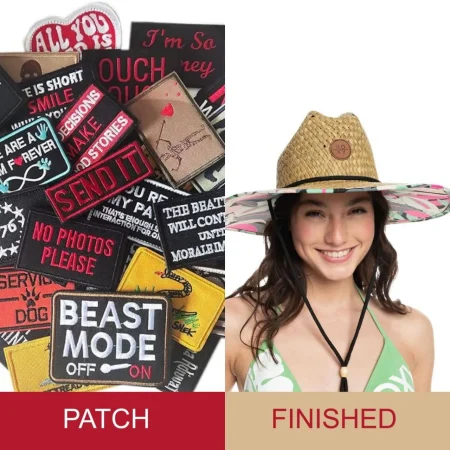 straw bucket hat trim and label options